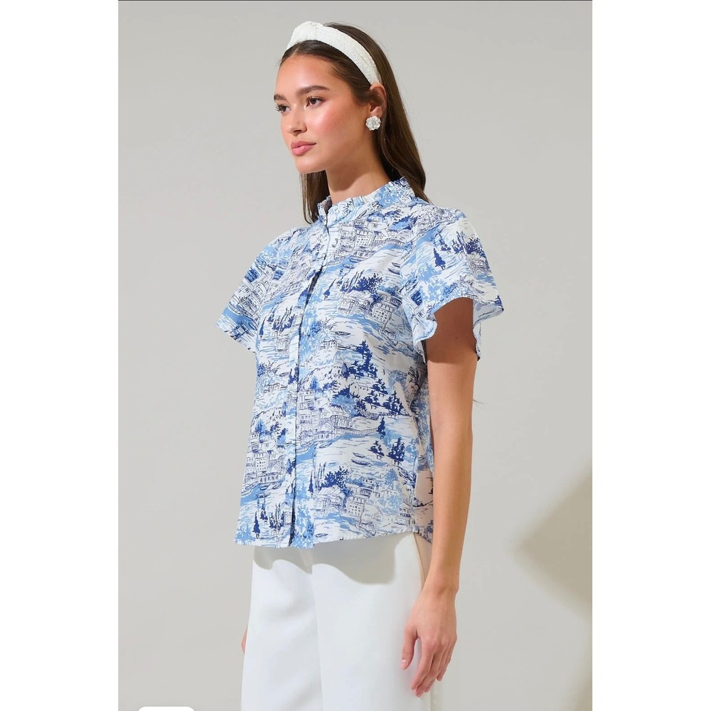 Sugarlips - Francine Toile Fabiola Ruffle Top sz XS